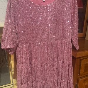 Amazing Lace Sequin Babydoll Dress